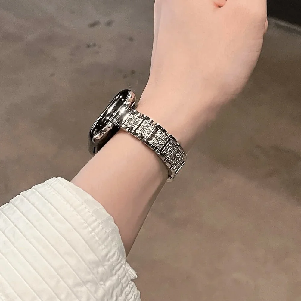 Apple Watch Band Luxury Adjustable Slim Stylish Strap Silver Stainless Chain